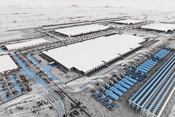 Infraestructura de centros de datos en zona desértica de la frontera entre Estados Unidos y México, donde el uso intensivo de agua genera preocupación por la escasez hídrica.